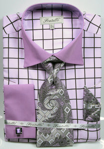 Fratello French Cuff Dress Shirt FRV4132P2 Lavender