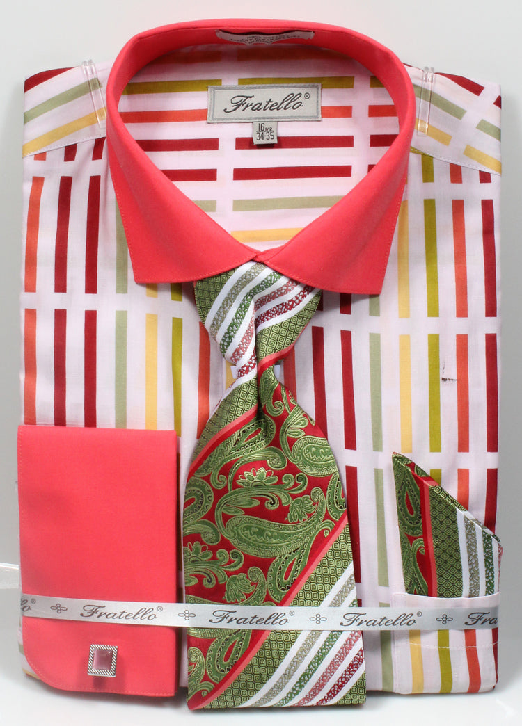 Fratello French Cuff Dress Shirt FRV4133P2 Coral