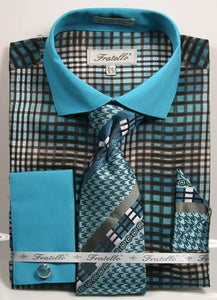 Fratello French Cuff Dress Shirt FRV4137P2 Teal