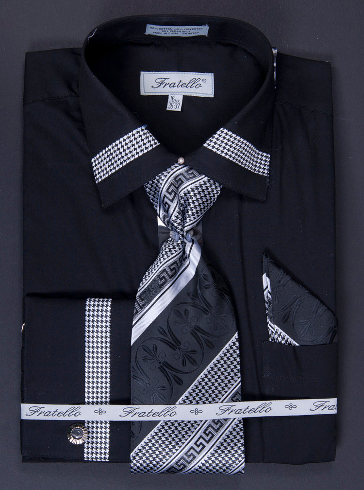 Fratello French Cuff Dress Shirt FRV4109P2 Black