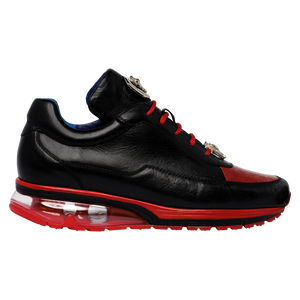 Belvedere - Flash, Genuine Ostrich and Soft Italian Calf Sneaker - Black/Red - E01