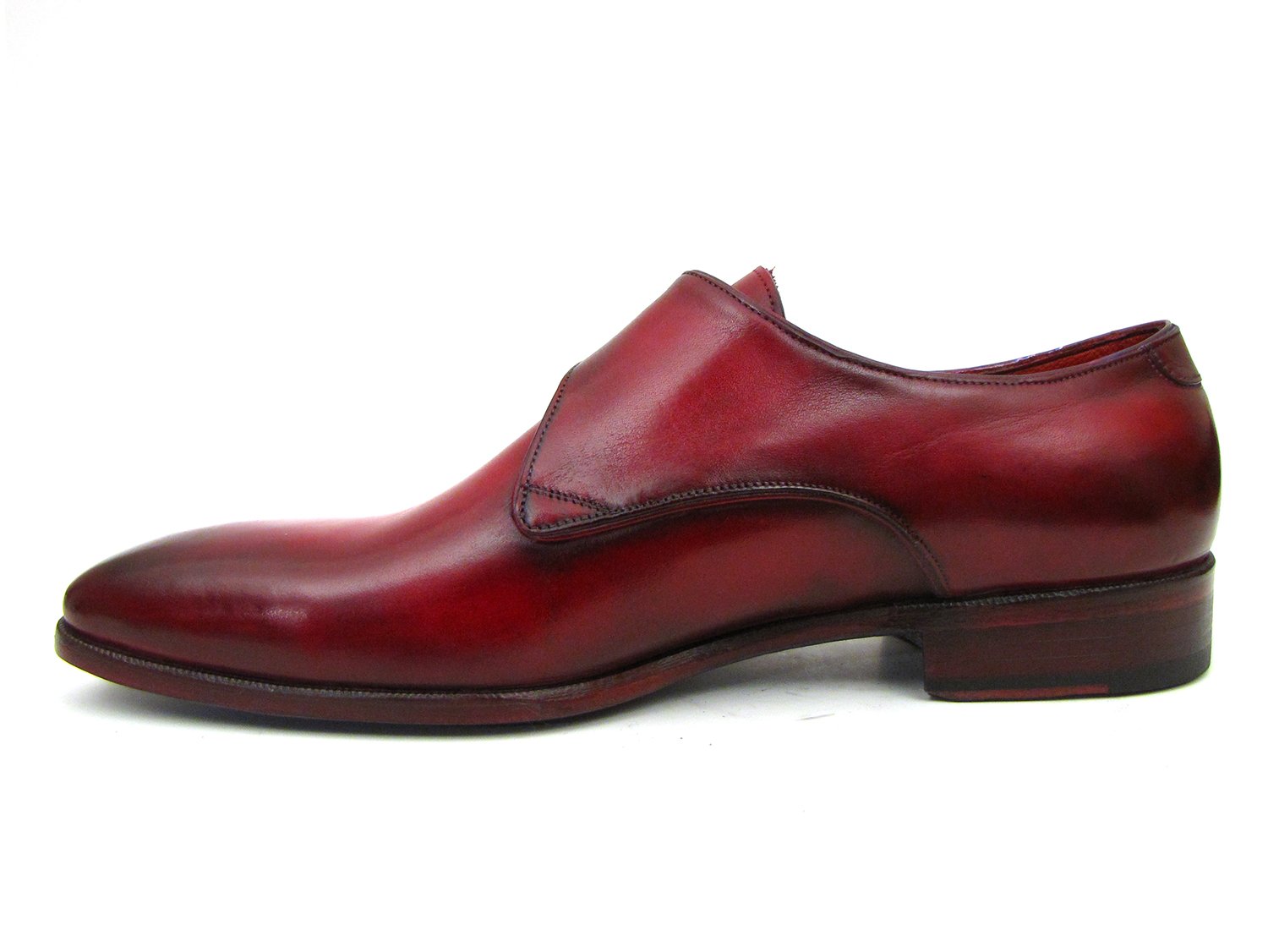 Paul Parkman Single Monkstrap Shoes Burgundy Leather - DW984P