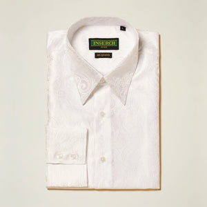 Inserch Long Sleeve Paisley Jacquard Shirt LS005-02 White