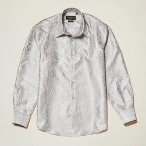 Inserch Long Sleeve Paisley Jacquard Shirt LS005-04 Light Gray