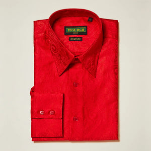 Inserch Long Sleeve Paisley Jacquard Shirt LS005-30 Red