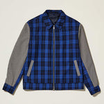 Inserch Plaid with Mini-Houndstooth Full Zip Jacket JS256-13 Royal Blue