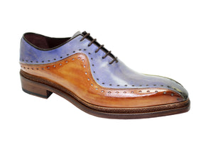 Emilio Franco "Leopoldo" Cognac/Light Blue Calf Shoes