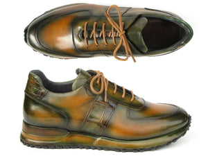 Paul Parkman Men's Olive Green Hand-Painted Sneakers - LP208GRN