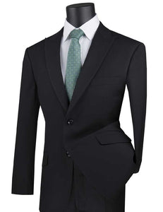 Vinci Modern Fit Suit with Peak Lapel (Black) M2TR