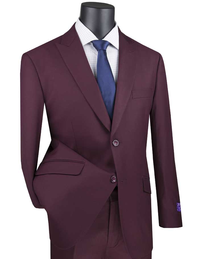 Vinci Modern Fit Suit with Peak Lapel (Maroon) M2TR