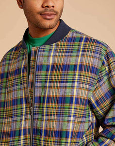 Inserch Premium Linen Yarn-Dye Madras Plaid Short Zip Jacket JS259-66 Multi