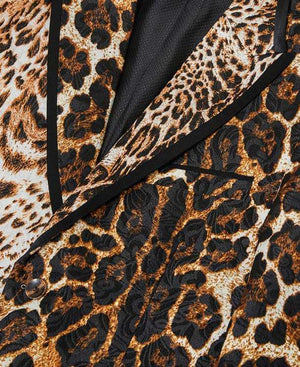 Inserch Leopard & Cheeta Print Tux Blazer BL200-25 Brown