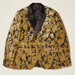 Inserch Floral Jacquard Double Breasted Blazer BL204-165 Black/Gold