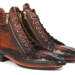 Paul Parkman Crocodile Textured Calfskin Handmade Zipper Boots - 88APK87