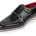 Paul Parkman Smart Casual Monkstrap Shoes Black Leather - 189-BLK-LTH