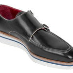 Paul Parkman Smart Casual Monkstrap Shoes Black Leather - 189-BLK-LTH