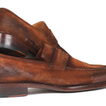 Paul Parkman Brown Antique Suede Goodyear Welted Loafers - 36AQ17