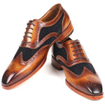 Paul Parkman Brown Leather & Navy Suede Oxfords - 228NV65