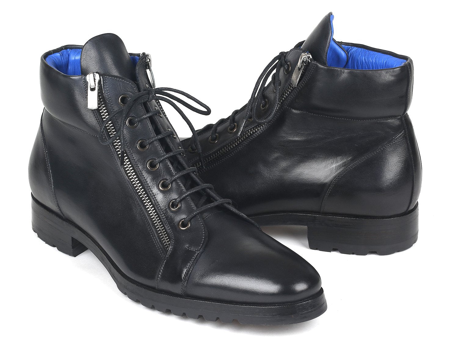 Paul Parkman Side Zipper Leather Boots Black - 12455-BLK