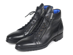 Paul Parkman Side Zipper Leather Boots Black - 12455-BLK