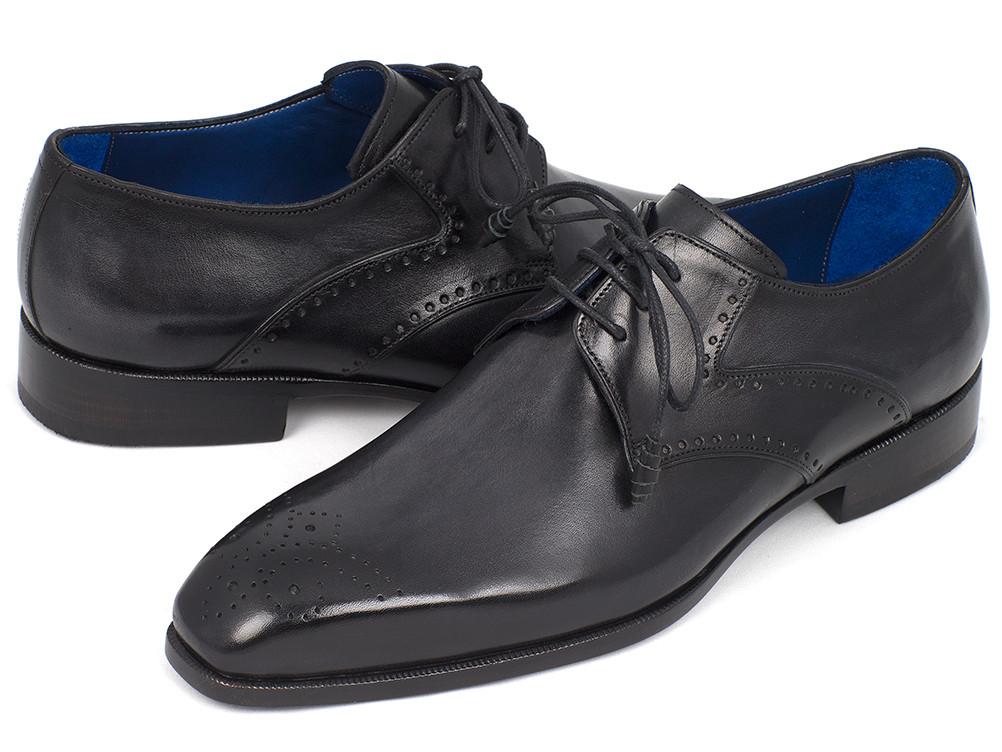 Paul Parkman Black Medallion Toe Derby Shoes - 6584-BLK