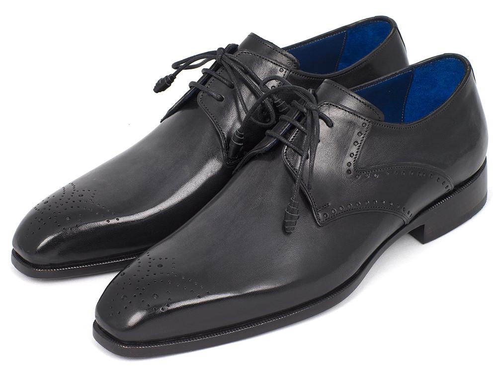 Paul Parkman Black Medallion Toe Derby Shoes - 6584-BLK