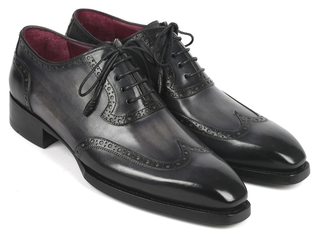 Paul Parkman Goodyear Welted Men's Wingtip Oxfords Black & Gray - 6819-GRY
