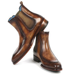 Paul Parkman Men's Brown Handpainted Chelsea Boots Goodyear Welted - BT822BRW