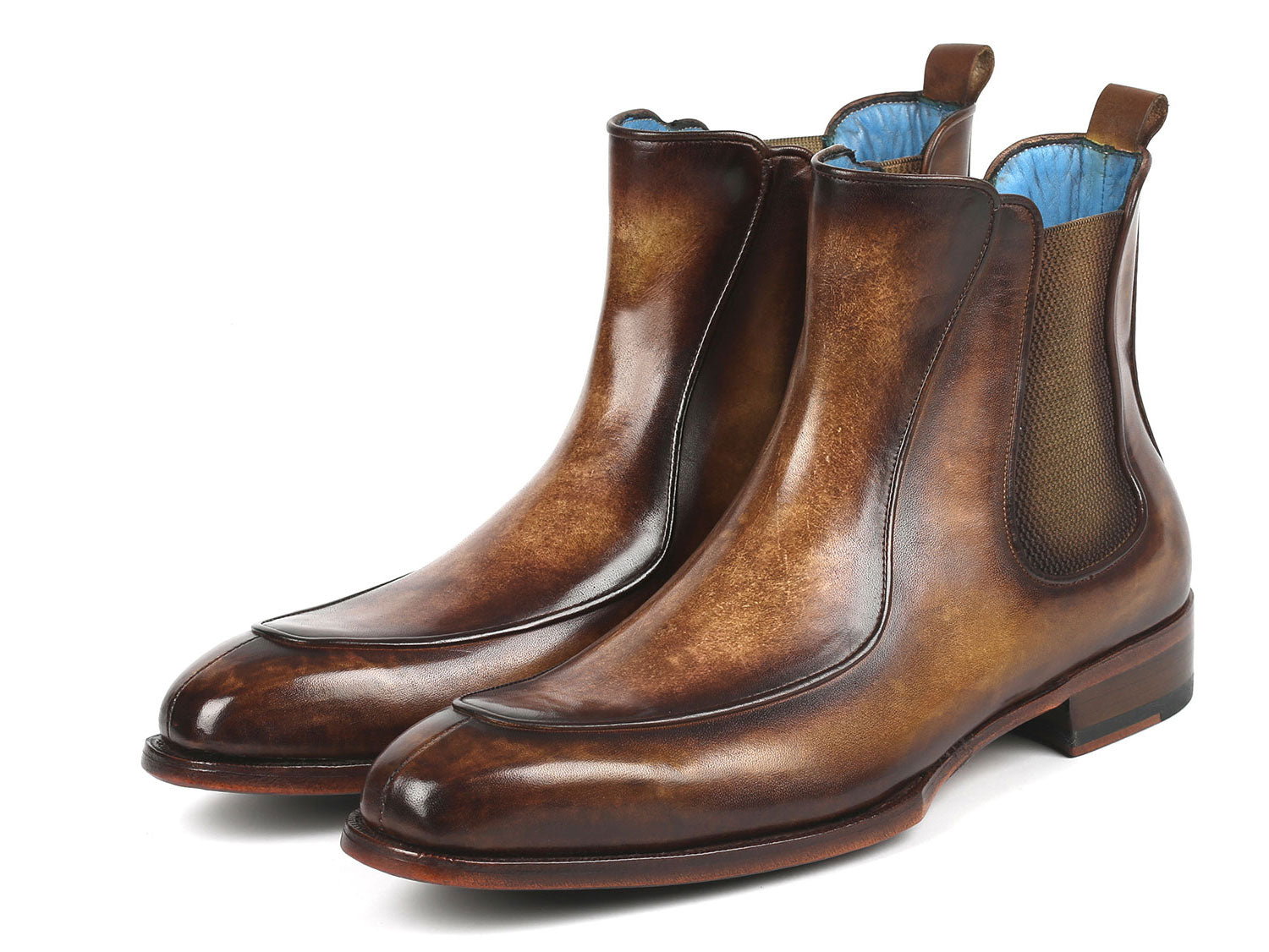 Paul Parkman Men's Brown Handpainted Chelsea Boots Goodyear Welted - BT822BRW