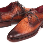 Paul Parkman Brown Crocodile Embossed Calfskin Goodyear Welted Derby Shoes - 5286BRW
