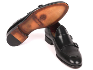 Paul Parkman Black Double Monkstrap Shoes - HT82BLK