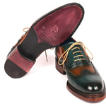 Paul Parkman Wingtip Oxfords Goodyear Welted Green & Tobacco - 027-GRN-TAB