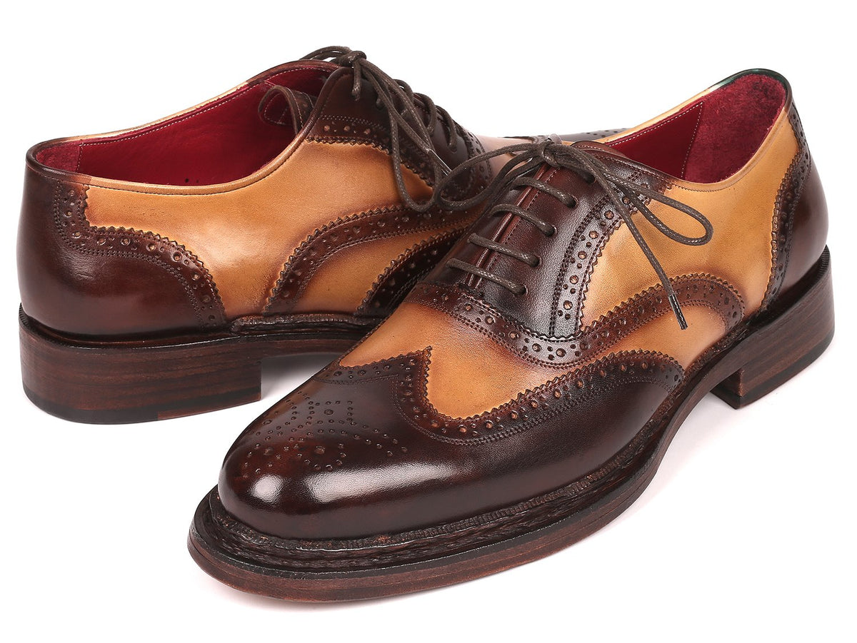 Paul Parkman Wingtip Oxfords Goodyear Welted Brown & Beige - 027-BJBRW ...