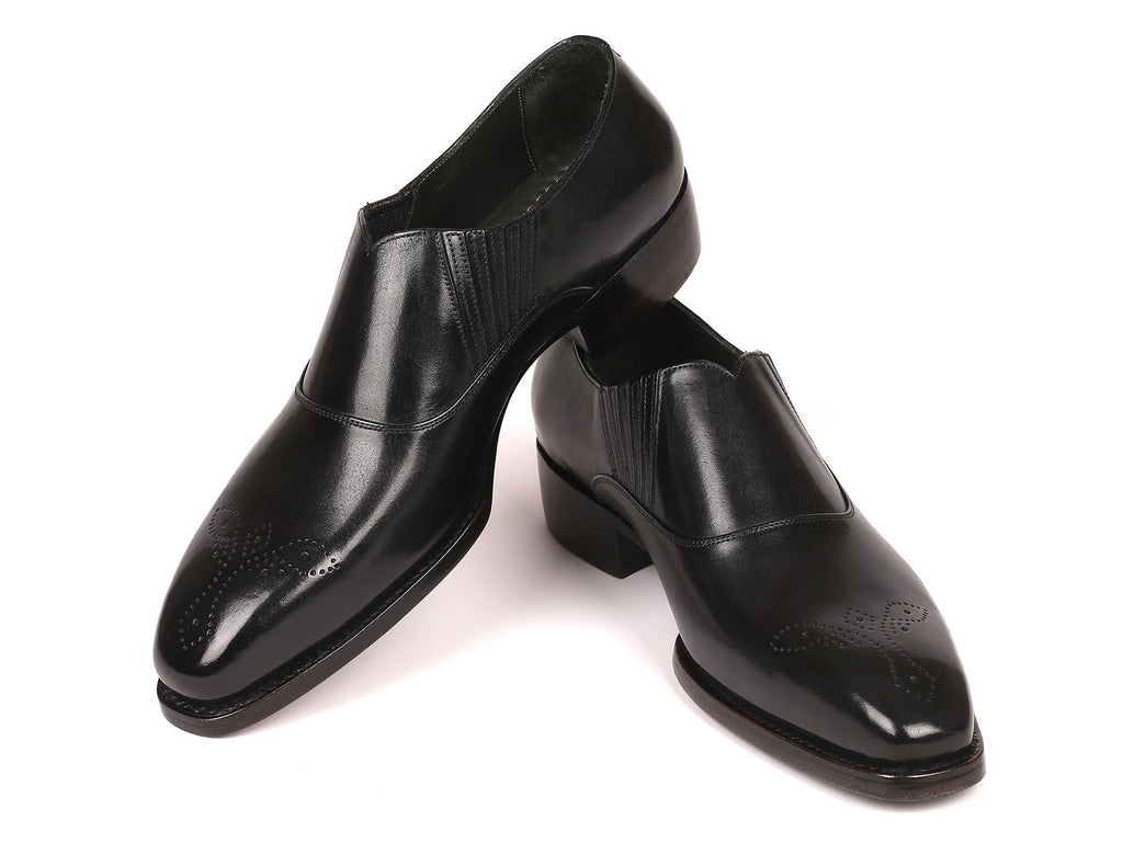 Paul Parkman Goodyear Welted Black Elasticated Loafers - GH861TR