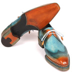 Paul Parkman Norwegian Welted Wingtip Derby Shoes Turquoise & Tobacco - 8506-TRQ