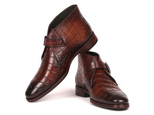Paul Parkman Single Monk Strap Ankle Boots Brown - 8638-BRW