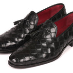 Paul Parkman Big Braided Tassel Loafers Black - 6623-BLK