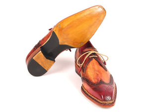 Paul Parkman Norwegian Welted Wingtip Derby Shoes Red & Camel - 8506-CML