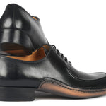 Paul Parkman Opanka Stitched Men's Split-Toe Black Leather Oxford Shoes - 054-BLK