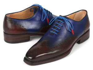 Paul Parkman Goodyear Welted Brown & Blue Oxford Shoes - 081-B35