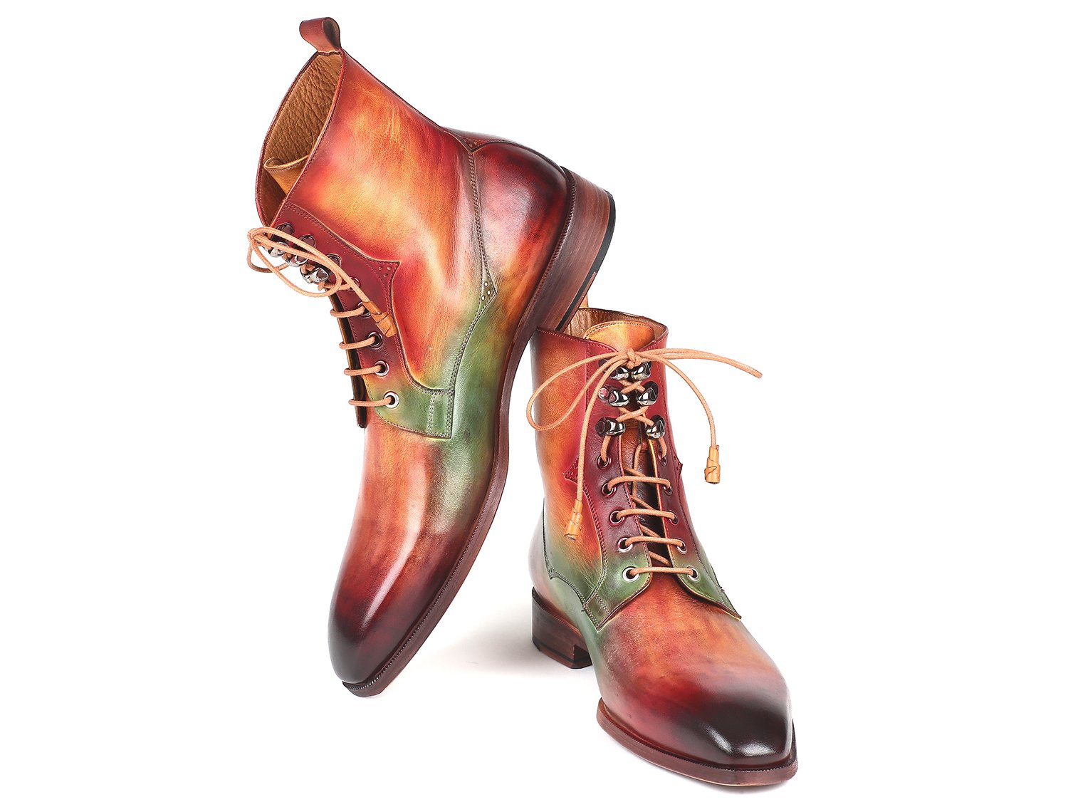 Paul Parkman Green Camel & Bordeaux Leather Boots - BT533SPR