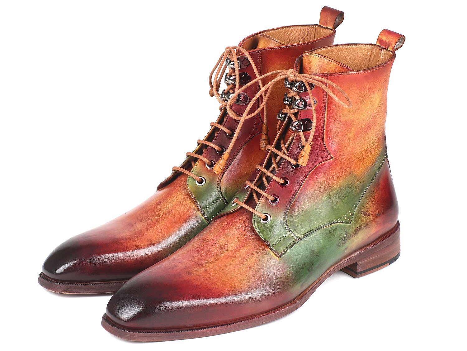 Paul Parkman Green Camel & Bordeaux Leather Boots - BT533SPR