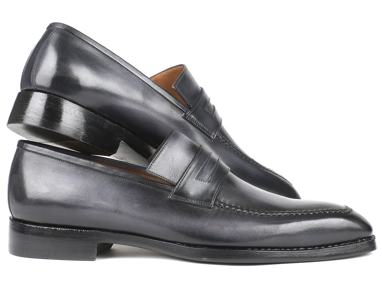 Paul Parkman Gray Burnished Goodyear Welted Loafers - 37LFGRY