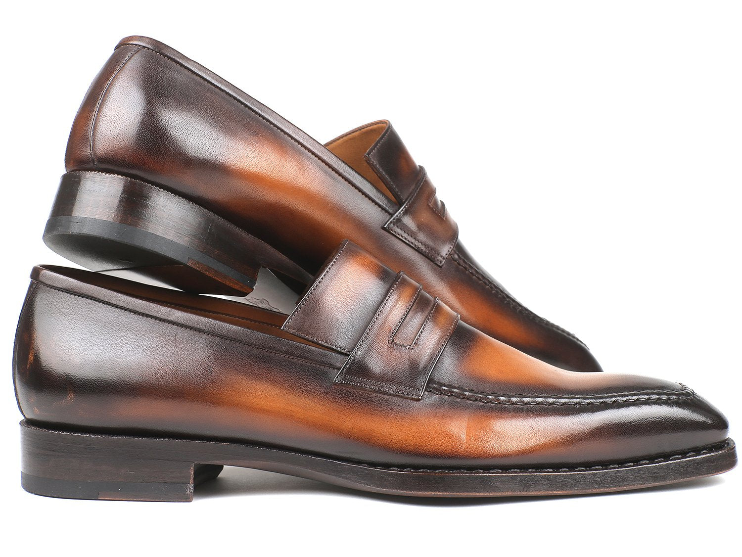 Paul Parkman Brown Burnished Goodyear Welted Loafers - 36LFBRW