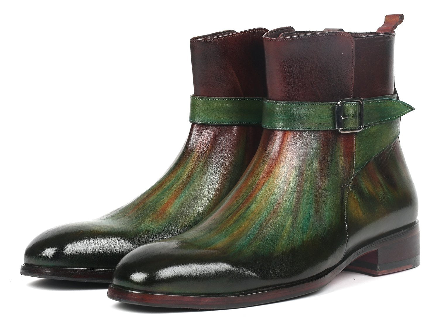 Paul Parkman Jodhpur Boots Green & Bordeaux - 957FRS84