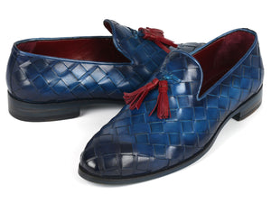 Paul Parkman Big Braided Tassel Loafers Blue - 6623-BLU