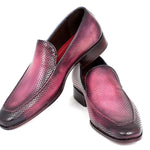 Paul Parkman Perforated Leather Loafers Purple - 874-PURP