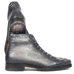 Paul Parkman Gray Croco Embossed Leather Boots - 12811-GRY