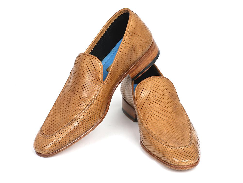 Paul Parkman Perforated Leather Loafers Beige - 874-BEJ