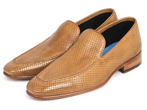 Paul Parkman Perforated Leather Loafers Beige - 874-BEJ